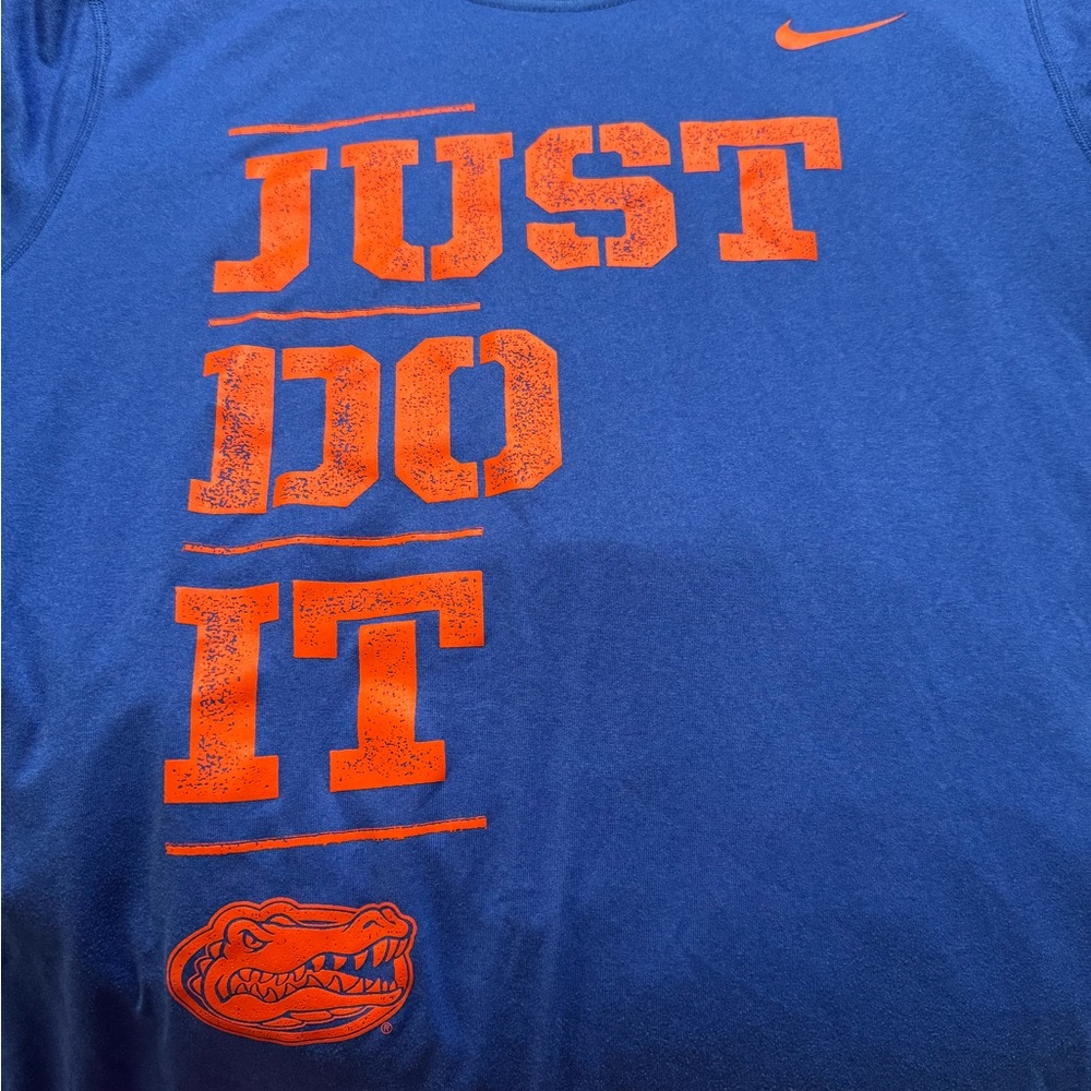 Nike Blue 'Just Do It' Florida Gator graphic Tee with Orange Accents